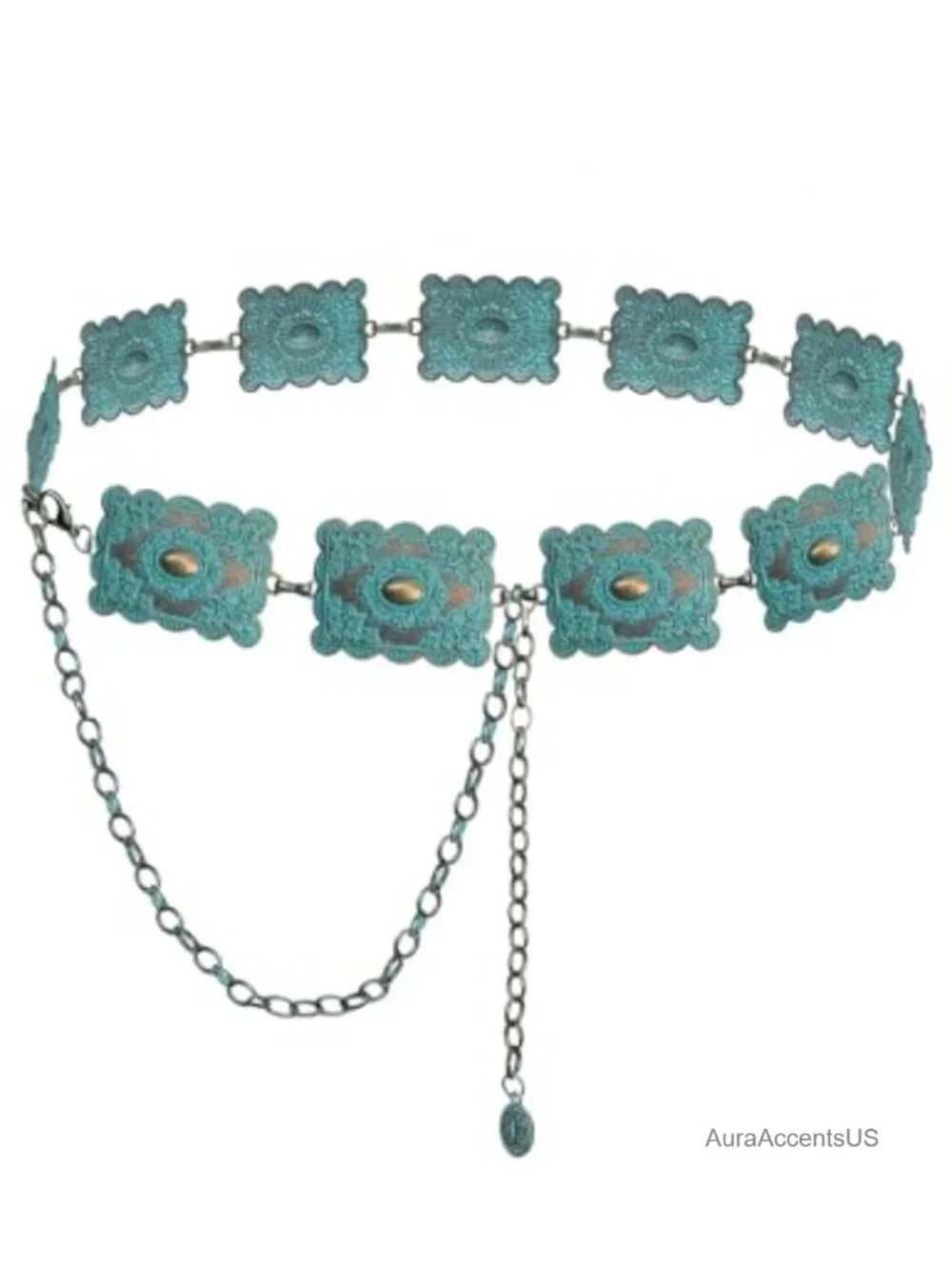 Western Metal Concho Chain Belt for Dresses Jeans Country Concert